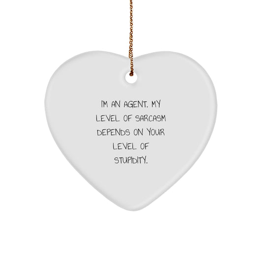 Funny Agent Heart Ornament with Gift for Agent, Agent Gifts for Men, Unique Christmas Unique Gifts - Image 1