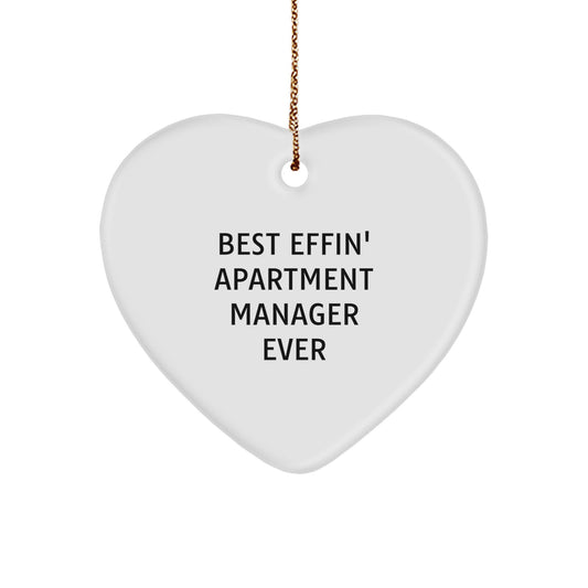Funny Gifts from Men to Apartment Managers - Best Effin' Apartment Manager Ever Heart Ornament - Christmas Unique Gifts for Apartment Managers - Image 1