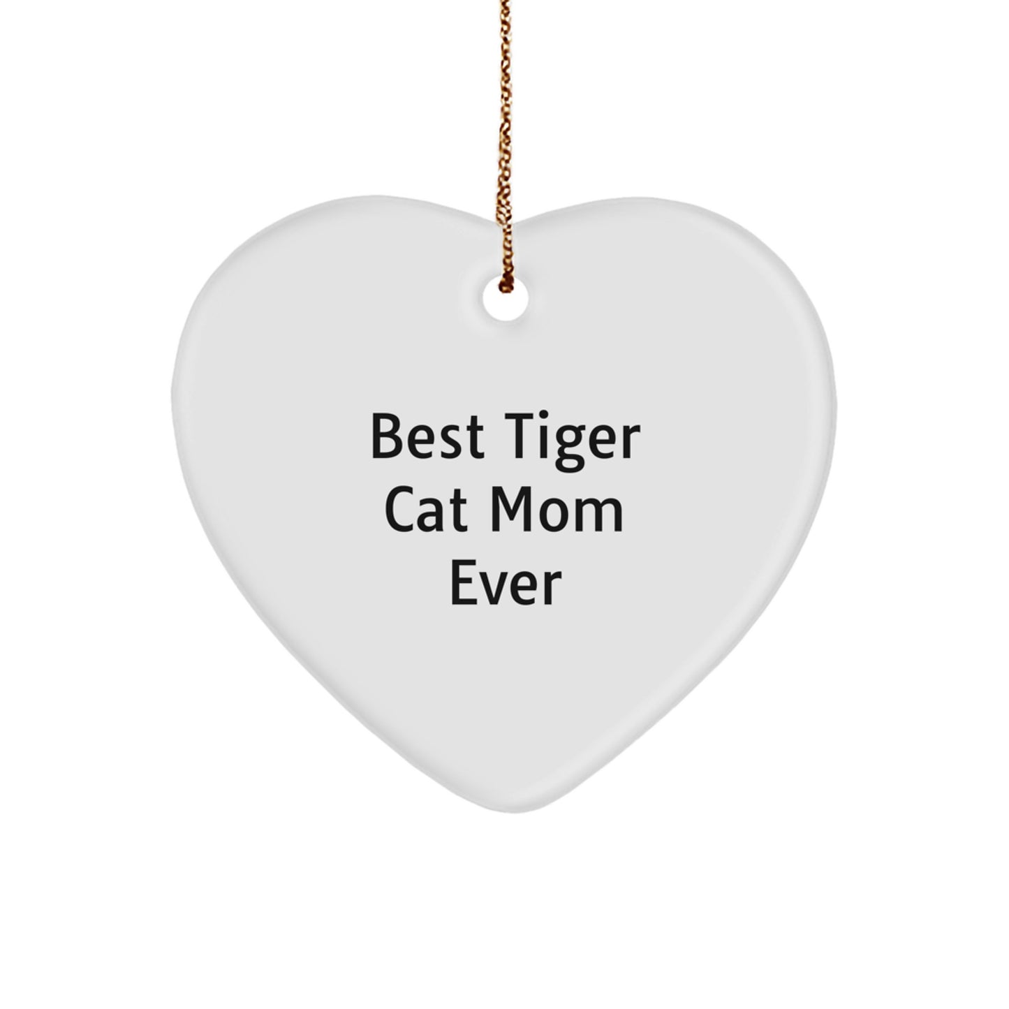 Tiger Cat Mom Gifts for Dad Funny White Heart Ornament, Christmas Unique Gifts from Family - Image 1