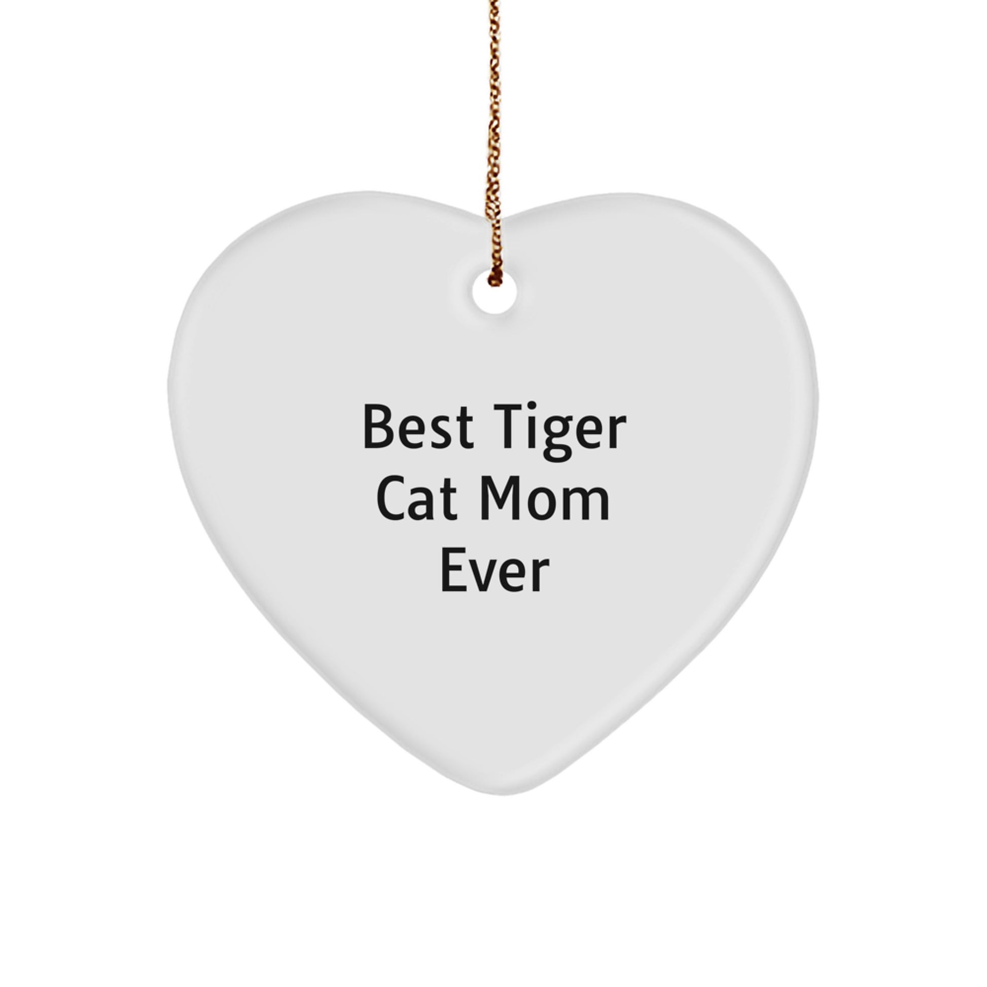 Tiger Cat Mom Gifts for Dad Funny White Heart Ornament, Christmas Unique Gifts from Family - Image 1