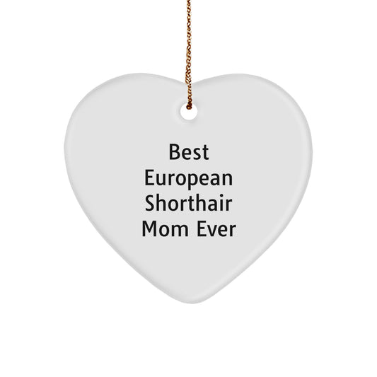 European Shorthair Cat Mom, Funny Heart Ornament Gifts from Friends for Christmas Unique - Image 1