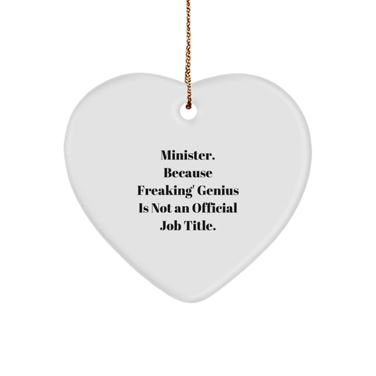 Christmas Gift for Her Minister Heart Ornament Bright Present - Image 1