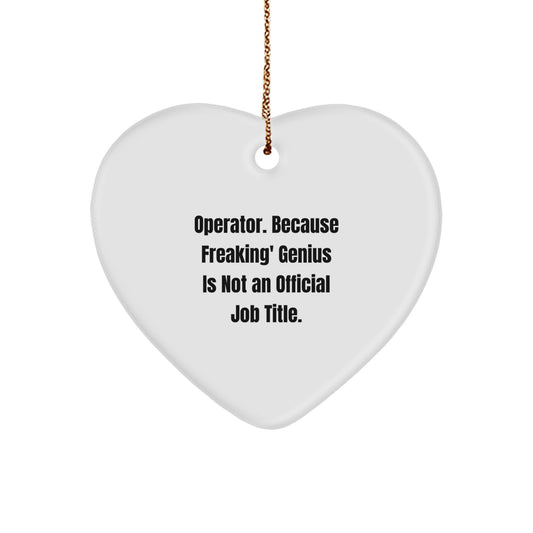 Operator Keepsake Christmas Unique Gift for Him White Heart Ornament - Image 1