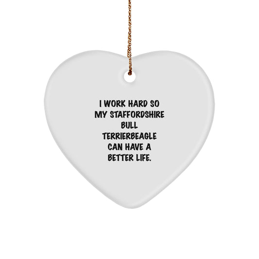 Funny Staffordshire Bull Terrier Dog Lover Gifts from Friends or Family, Heart Ornament for Christmas Unique Presents - Image 1
