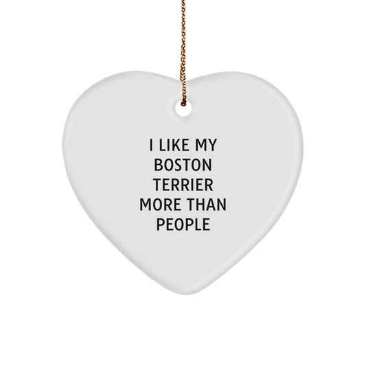 Boston Terrier Dog Lovers Gifts from Friends and Family, Funny Heart Ornament for Christmas Unique Gifts - Image 1