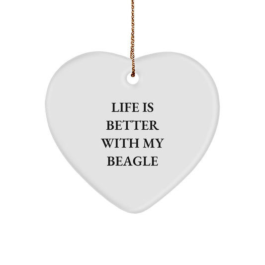 Funny Beagle Dog Heart Ornament Gifts from Men to Friends for Christmas Unique - Image 1