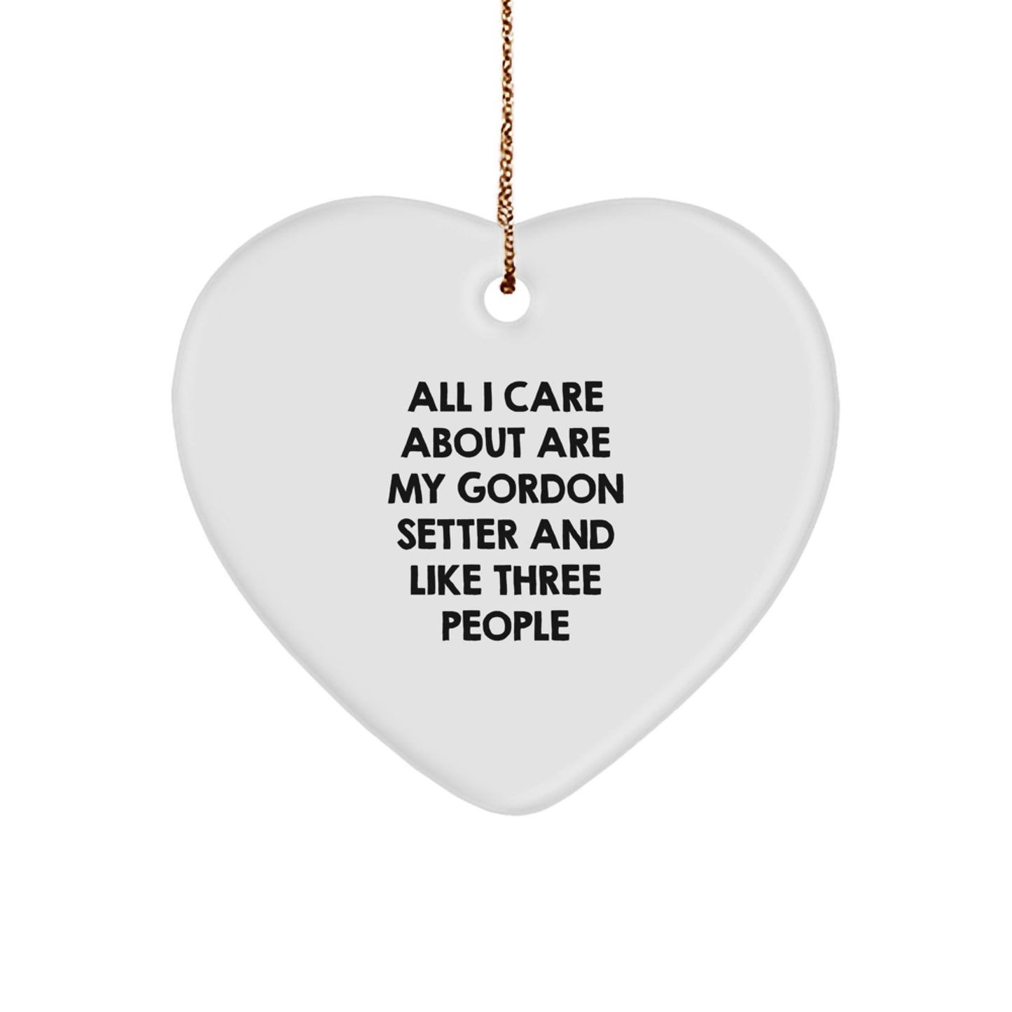 Gordon Setter Dog Lover Funny Heart Ornament, Gifts from Family for Christmas Unique Decorations, Heart Shaped MDF with Gold Cord - Image 1
