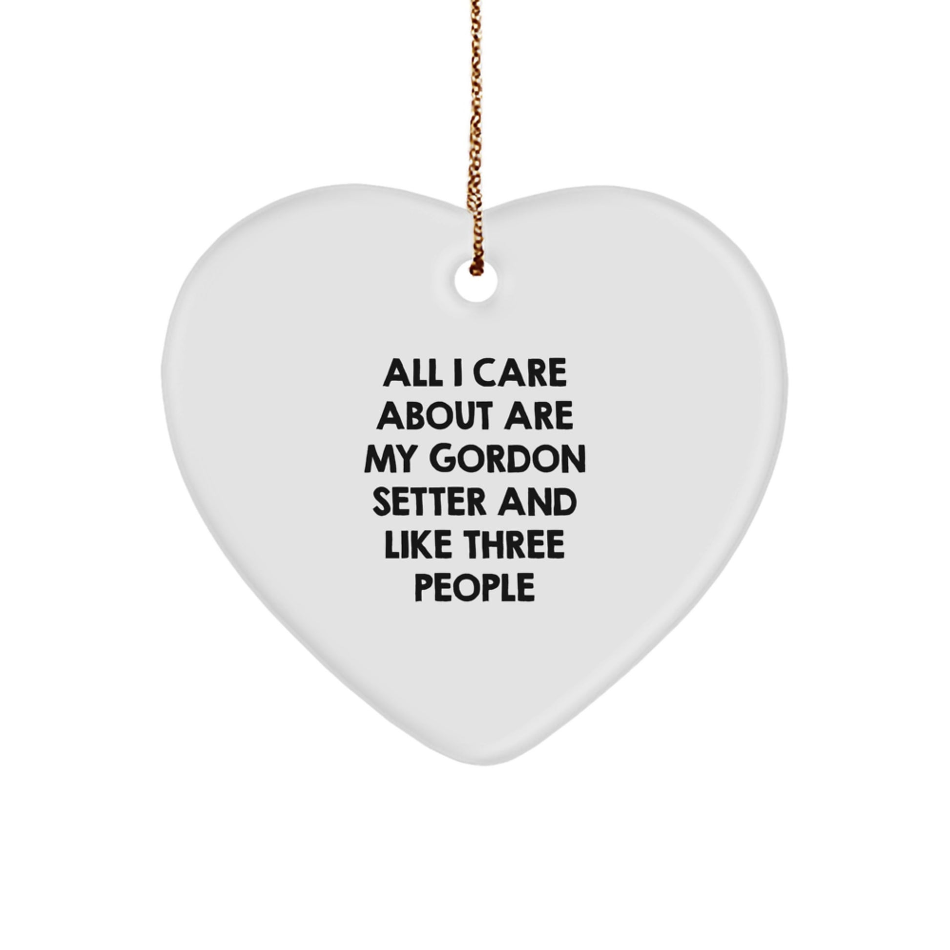 Gordon Setter Dog Lover Funny Heart Ornament, Gifts from Family for Christmas Unique Decorations, Heart Shaped MDF with Gold Cord - Image 1