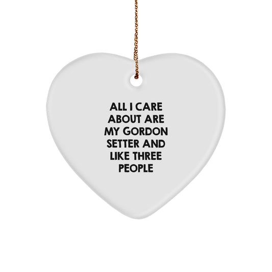 Gordon Setter Dog Lover Funny Heart Ornament, Gifts from Family for Christmas Unique Decorations, Heart Shaped MDF with Gold Cord - Image 1