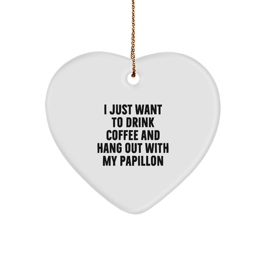 Funny Papillon Dog Heart Ornament Gifts for Men by Family, Christmas Unique Decorations - Image 1