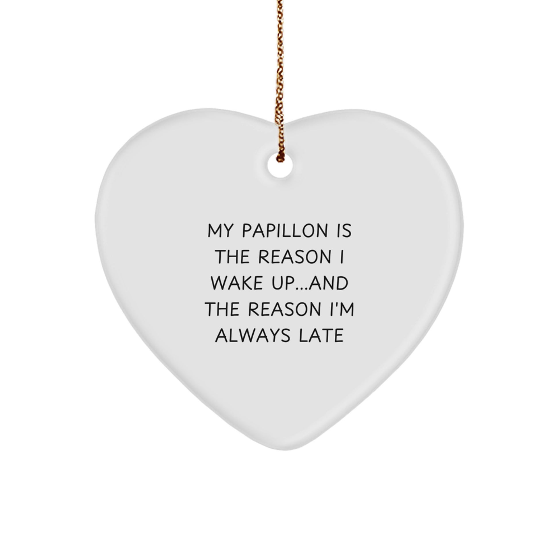 Funny Papillon Dog Lover Christmas Unique Gifts from Mom to Daughter Heart Ornament - Image 1