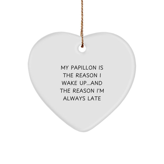 Funny Papillon Dog Lover Christmas Unique Gifts from Mom to Daughter Heart Ornament - Image 1