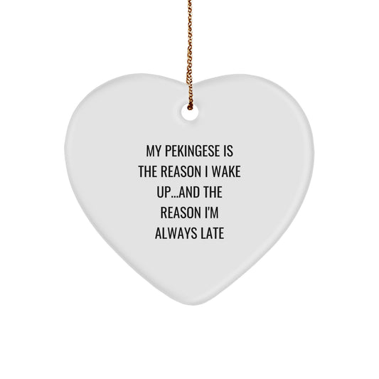 Funny Pekingese Dog Heart Ornament Gifts from Men to Family - Pekingese Dog Lover Gifts for Christmas - Image 1