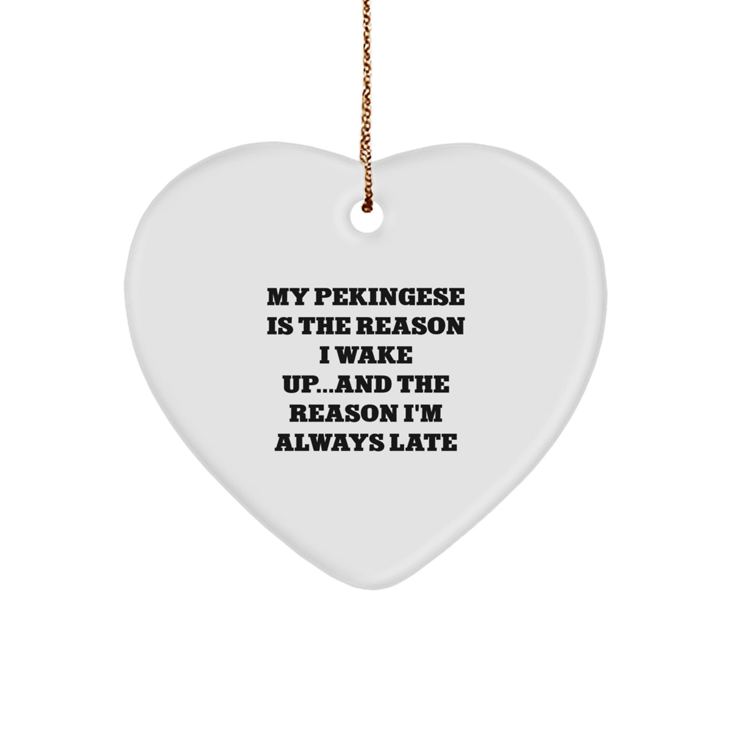 Funny Pekingese Dog Gifts, Heart Ornaments for Christmas Unique Gifts from Friends for Family - Image 1