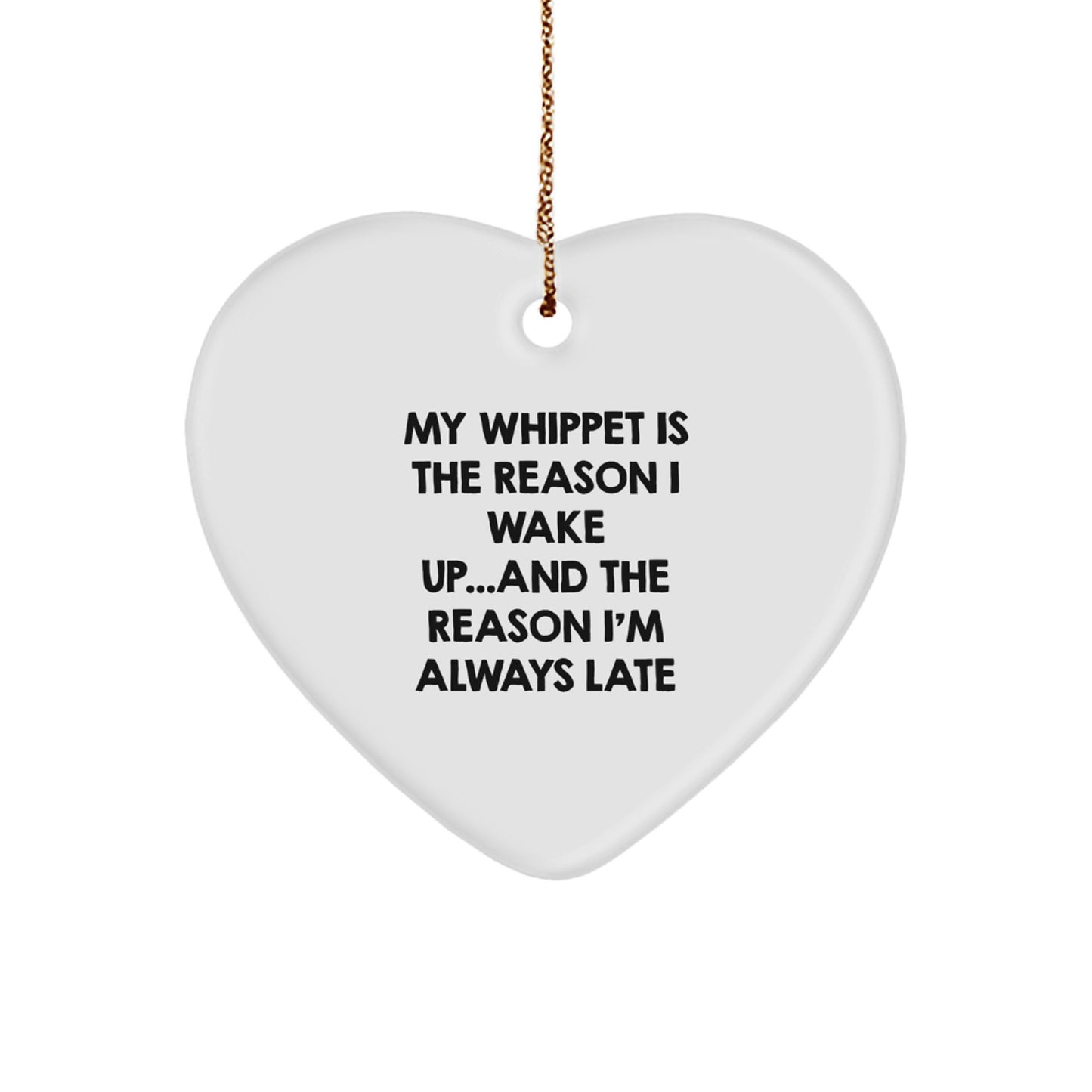Funny Whippet Dog Lover Gifts from Men to Friends - Heart Ornament for Christmas Unique Gifts - Image 1
