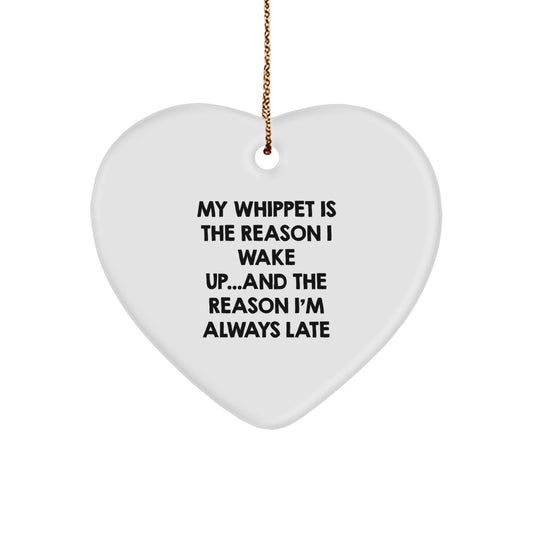 Funny Whippet Dog Lover Gifts from Men to Friends - Heart Ornament for Christmas Unique Gifts - Image 1
