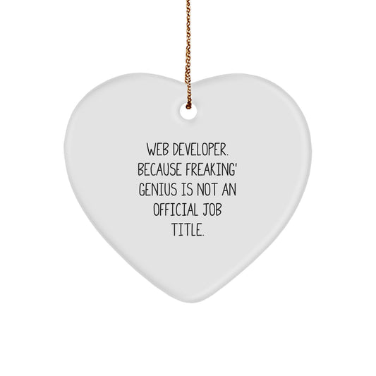 Funny Web Developer Gifts from Friends, Heart Ornament for Web Developer, Christmas Unique Gifts for Men - Image 1