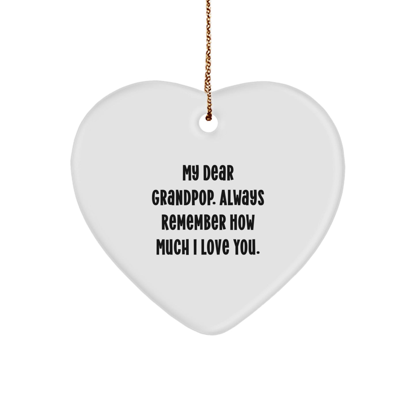 Grandpop Keepsake Christmas Ornament Gift for Him – Heart-Shaped White - Image 1