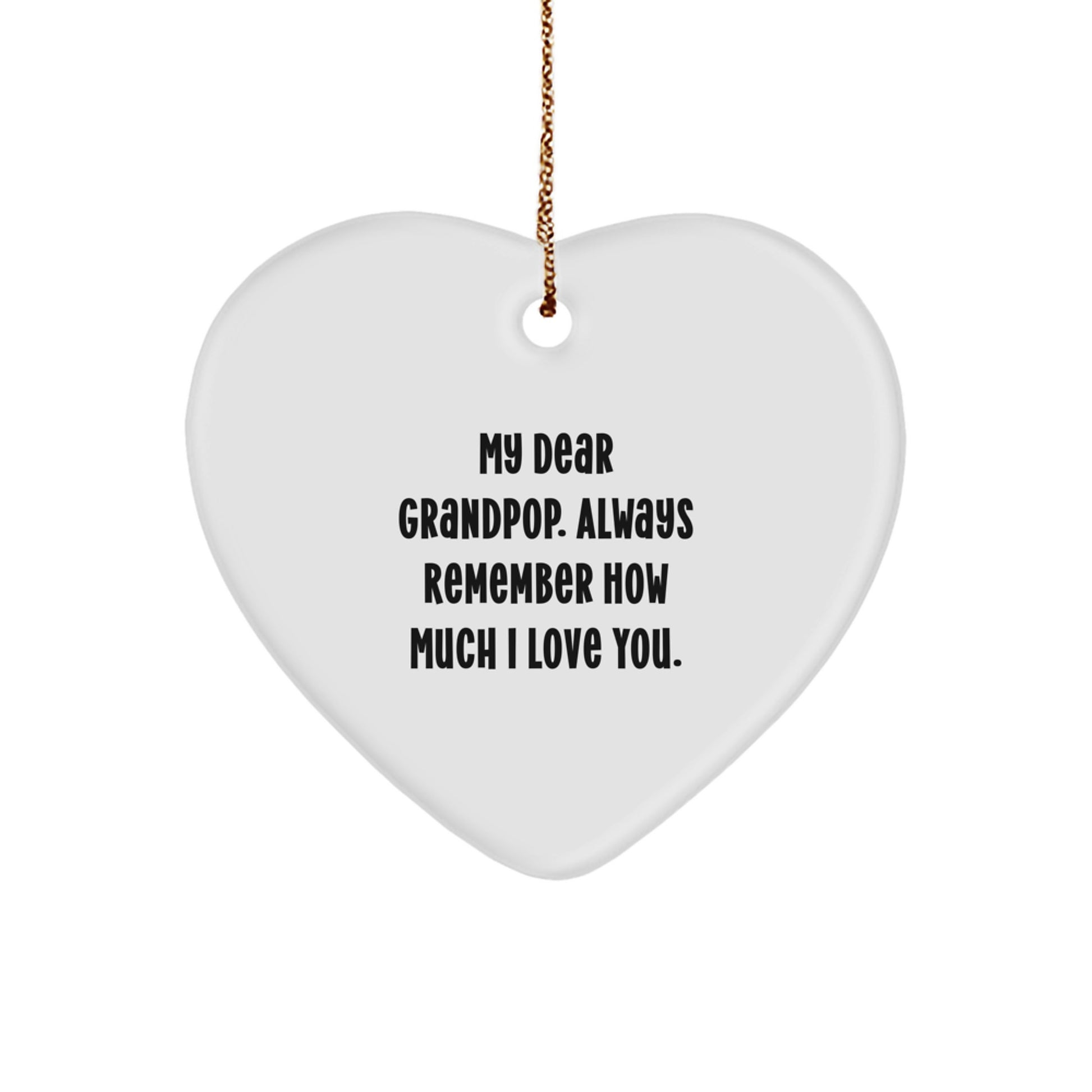Grandpop Keepsake Christmas Ornament Gift for Him – Heart-Shaped White - Image 1