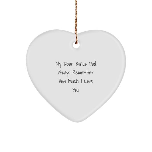 Bonus Dad Keepsake Heart Love Message Christmas Ornament for Him Gift - Image 1