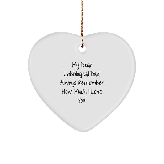 Funny Heart Ornament for Unbiological Dad, Gifts from Family, Christmas Unique Gifts, Heart Shaped Decorations - Image 1