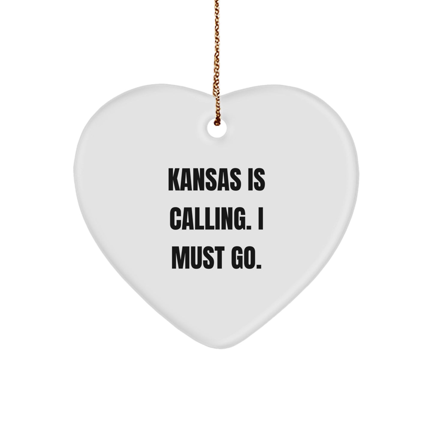 Kansas Heart Ornament Funny Quote Gifts for Family from Kansas, Kansas Christmas Unique Gifts, Gifts from Men for Women in Kansas - Image 1