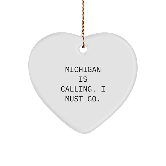 Michigan Heart Ornament Gifts from Friends to Michigan Enthusiasts, Funny Quote Heart Shaped Ornament, Christmas Unique Gifts for Women - Image 1