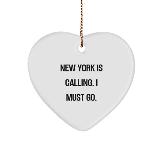 New York Gifts for Friends, Funny Heart Ornament, Gifts from Family, Christmas Unique Gifts, New York Heart Ornament - Image 1