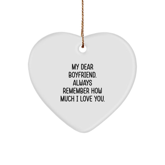 Boyfriend Keepsake Christmas Ornament Gift for Him Heart Shaped White - Image 1