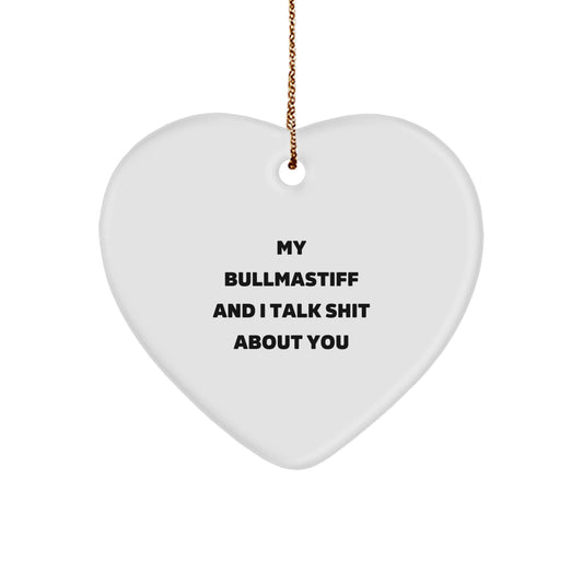 Funny Bullmastiff Dog Heart Ornaments for Friends, Christmas Unique Gifts from Men to Family - Image 1
