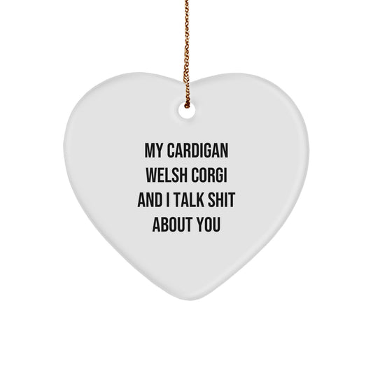 Christmas Gift Cardigan Welsh Corgi Heart Ornament for Her Present - Image 1