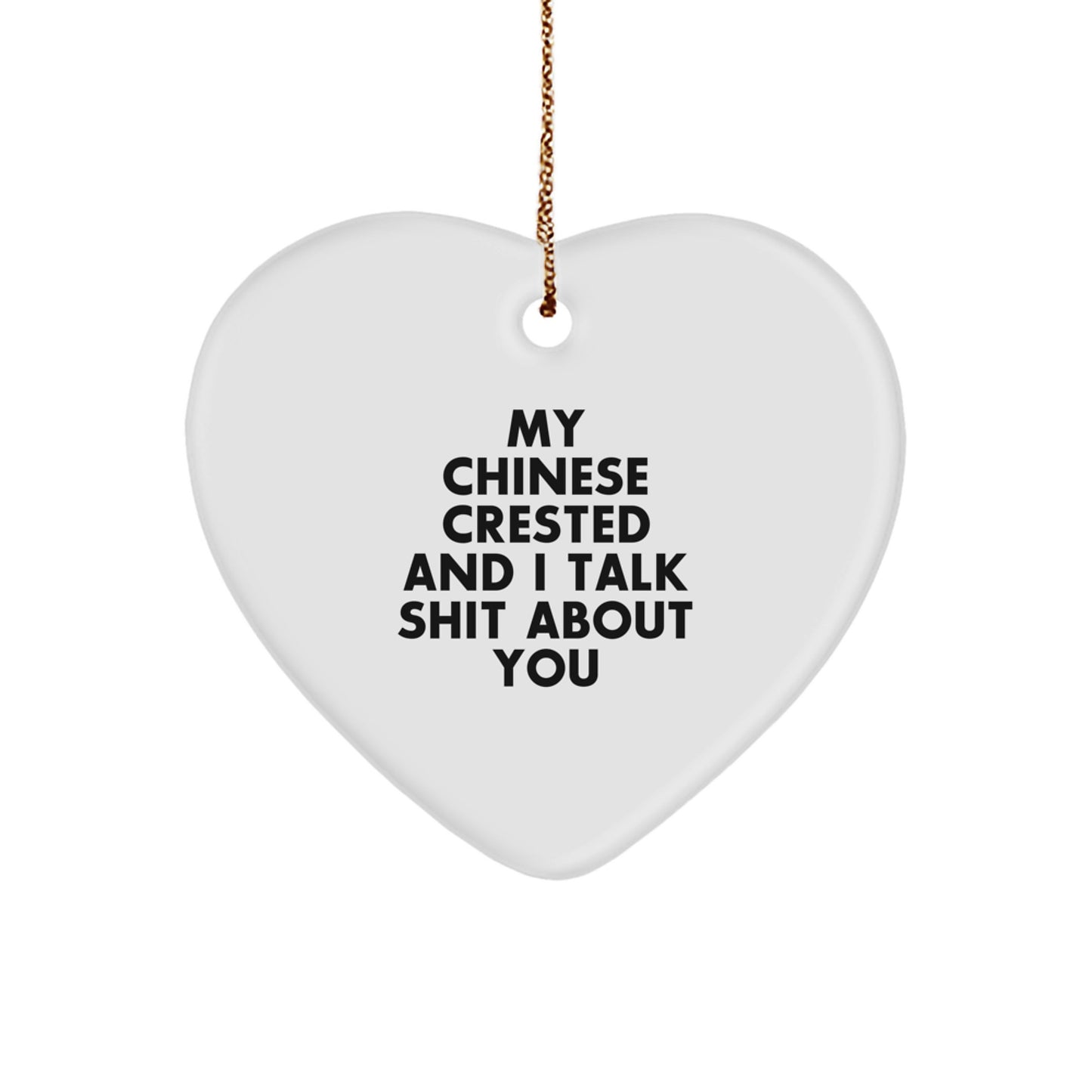 Funny Chinese Crested Dog Heart Ornament, Gifts for Him or Her from Family, Christmas Unique Presents for Men or Women - Image 1