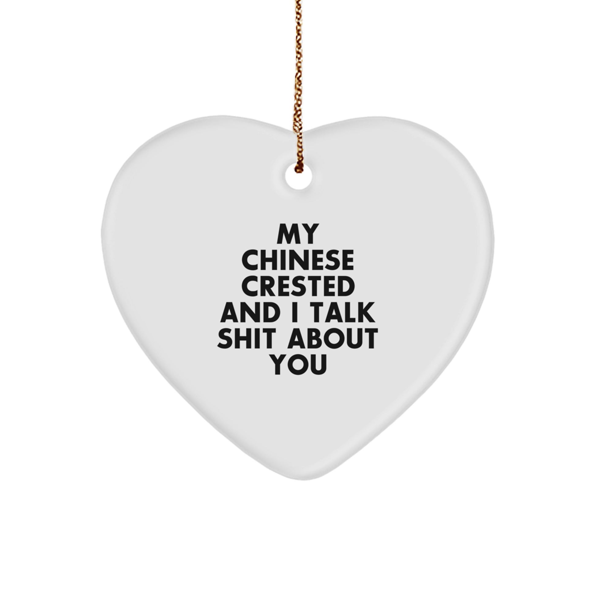 Funny Chinese Crested Dog Heart Ornament, Gifts for Him or Her from Family, Christmas Unique Presents for Men or Women - Image 1
