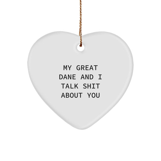 Funny Great Dane Dog Heart Ornament Gifts from Men to Great Dane Dog Owners at Christmas Time - Image 1