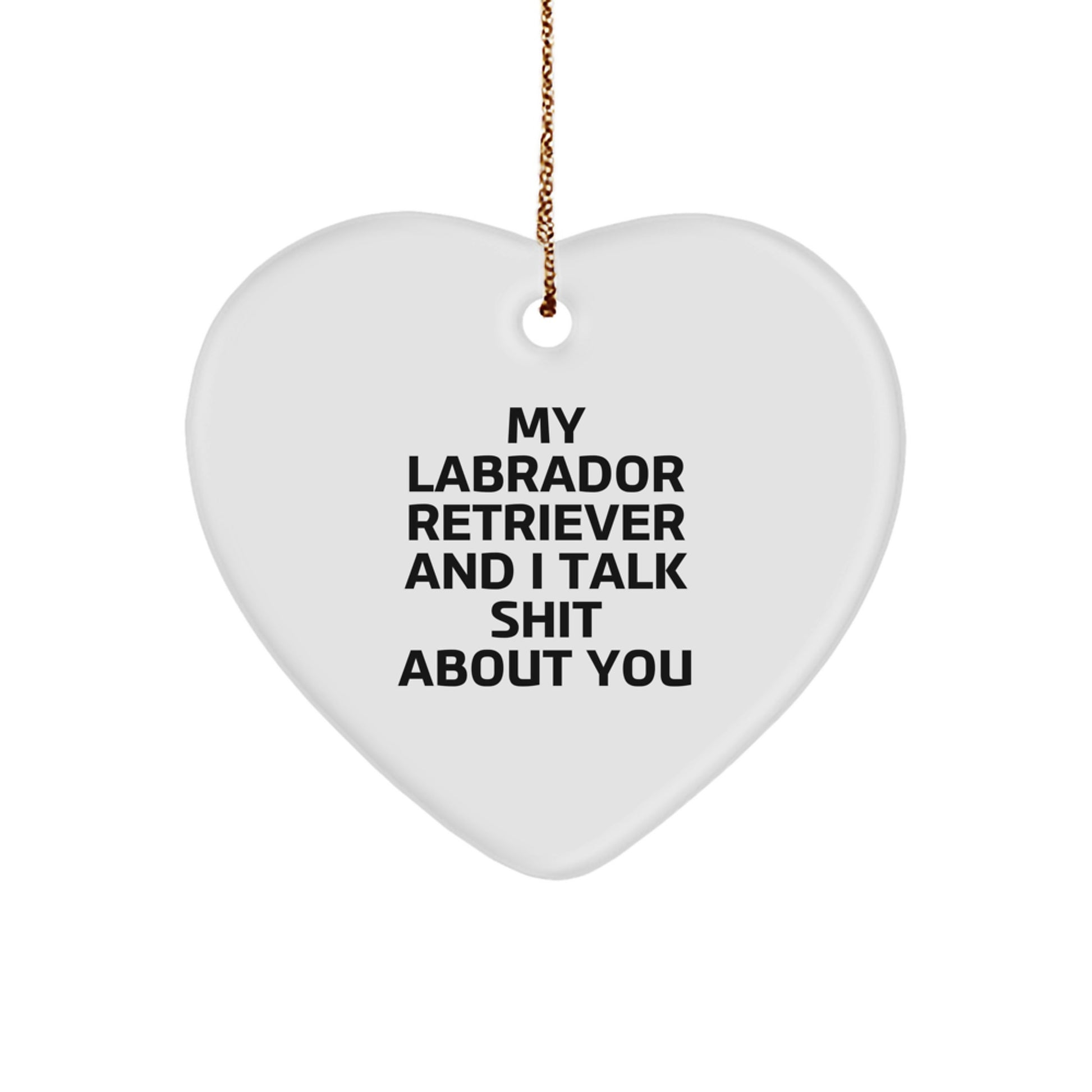 Labrador Retriever Dog Christmas Unique Gifts from Friends, Funny Heart Ornament for Men, Women, Coworkers, Family - ''My Labrador Retriever And I Talk Shit About You' - Image 1
