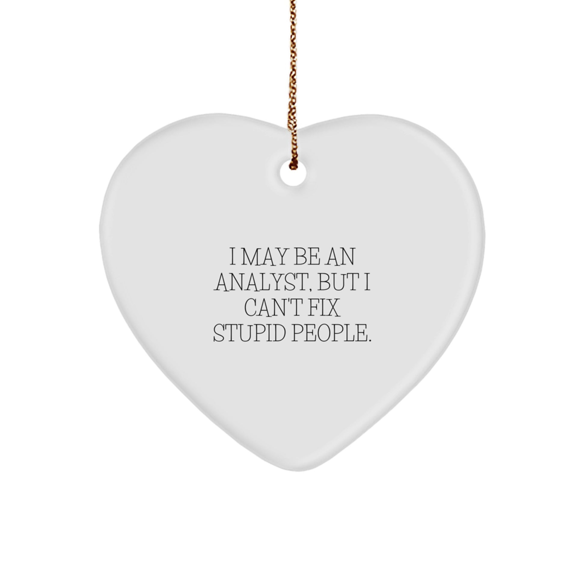 Funny Analyst Gifts from Friends, Heart Ornament for Christmas Unique Gifts, I May Be An Analyst But I Cant Fix Stupid People Quote - Image 1