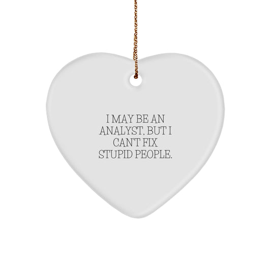 Funny Analyst Gifts from Friends, Heart Ornament for Christmas Unique Gifts, I May Be An Analyst But I Cant Fix Stupid People Quote - Image 1
