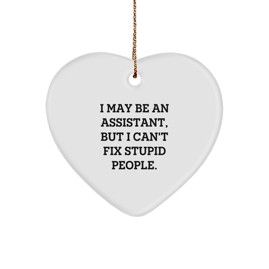 Funny Assistant Heart Ornament Gifts from Friends, Coworkers, Family - I May Be An Assistant, But I Can't Fix Stupid People - Christmas Unique Gifts for Assistant - Image 1