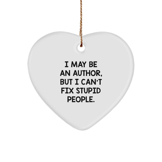 Sassy Author Christmas Heart Ornament White Novelty for Friends Gift - Image 1