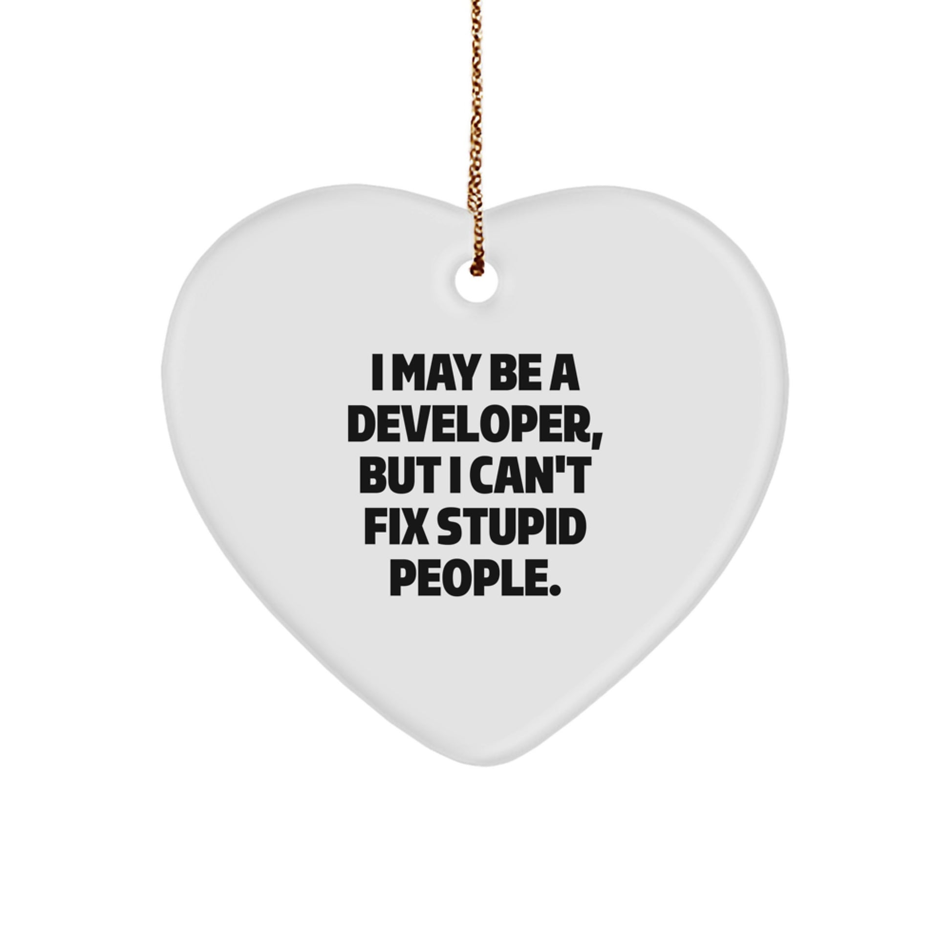 Funny Developer Heart Ornament Gifts from Friends, Coworkers, or Family for Him or Her - I May Be A Developer, But I Can't Fix Stupid People, Christmas Unique Gifts for Men, Women - Image 1