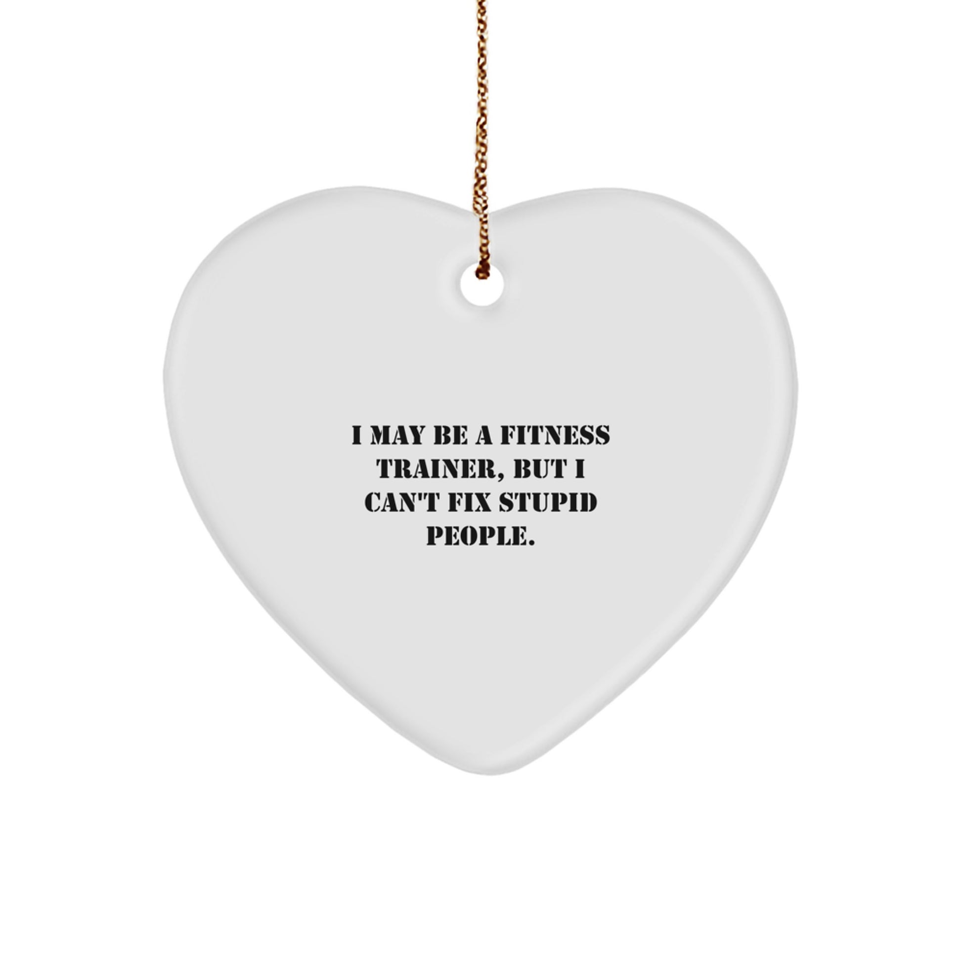 Funny Fitness Trainer Heart Ornament Gifts from Men to Women Friends - I May Be A Fitness Trainer, But I Can't Fix Stupid People. Heart Shaped Christmas Unique Gifts - Image 1
