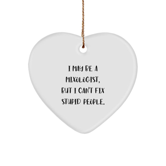Mixologist Keepsake White Heart Christmas Ornament for Him Gift - Image 1