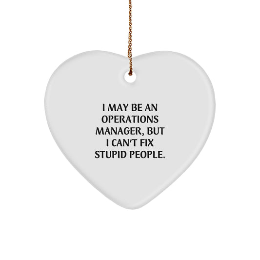 Funny Operations Manager Heart Ornament, Gifts from Men to Operations Manager, Christmas Unique Gifts for Women Friends Coworkers Family - Image 1