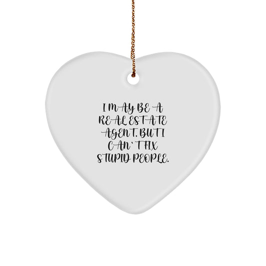 Christmas Unique Gift Real Estate Agent Heart Ornament for Her Present - Image 1
