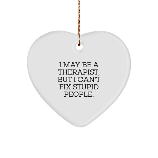 Funny Therapist Gifts from Men, Heart Ornament for Therapist Friends, Christmas Unique Presents for Women Coworkers Family - Image 1
