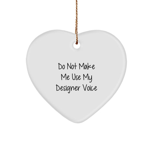 Christmas Unique Gift for Her Designer Voice Heart Ornament, White, Present - Image 1