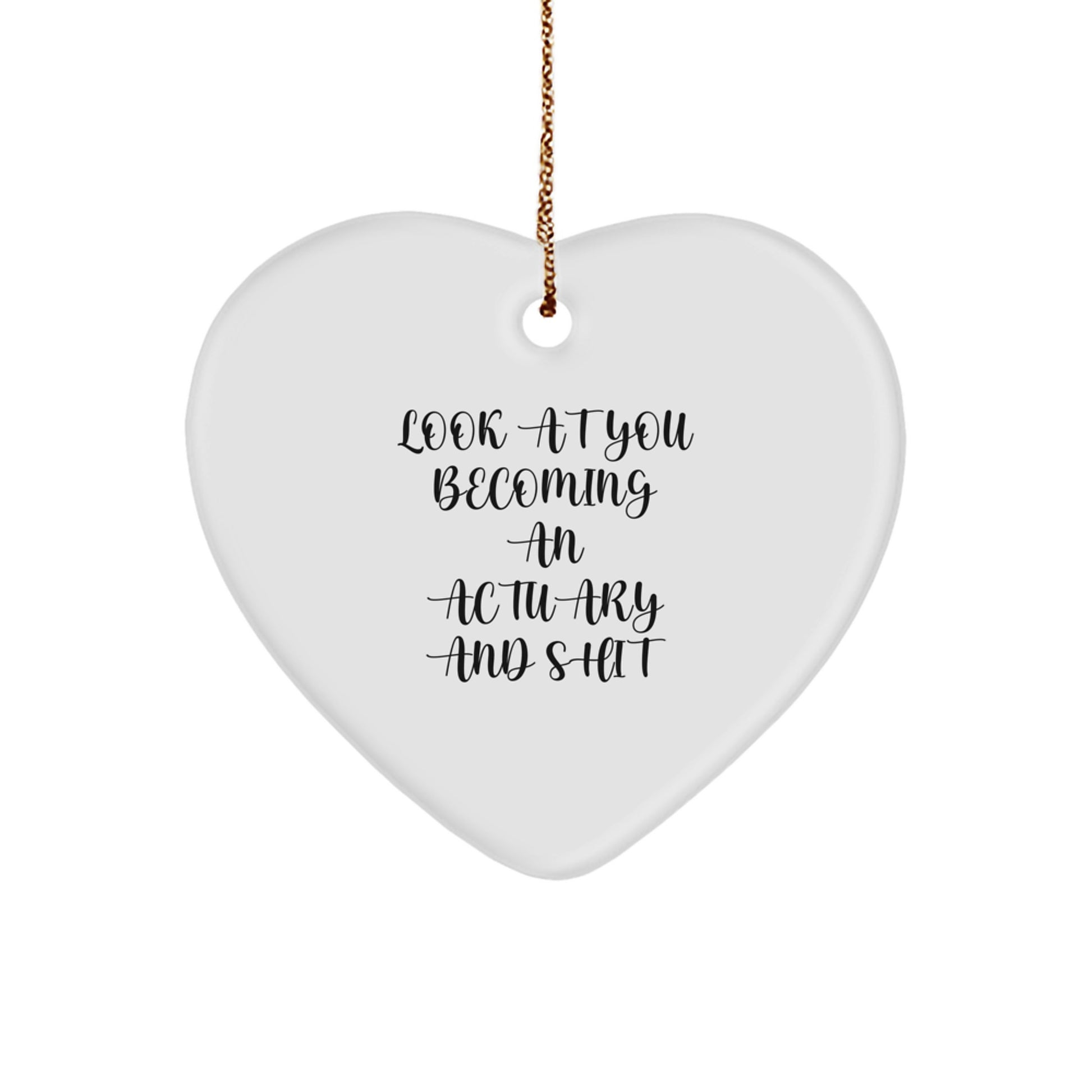 Actuary Gifts from Family - Funny Heart Ornament for Actuary Men - Christmas Unique Gifts, Look At You Becoming An Actuary And Shit Heart Ornament, Gifts for Actuary Friends - Image 1