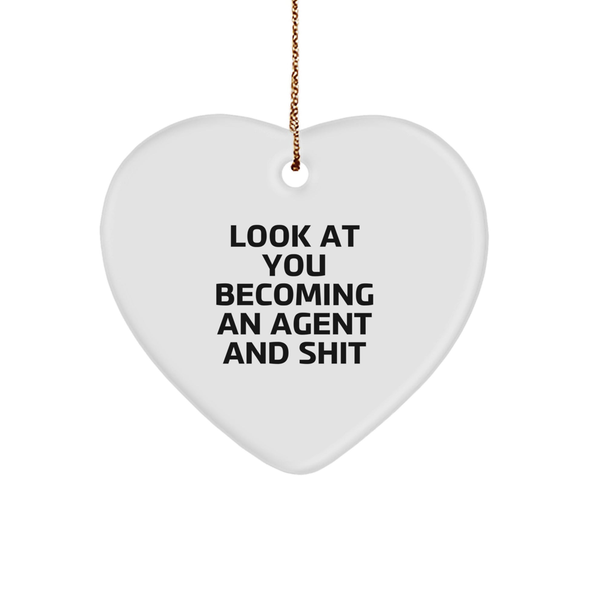 Funny Agent Heart Ornament Gifts from Friends for Christmas, Unique Agent Agent Gifts, Inspirational Agent Heart Shaped MDF Ornament - Image 1