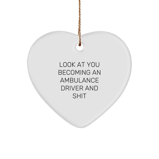 Funny Ambulance Driver Heart Ornament Gifts for Ambulance Driver Men, Ambulance Driver Christmas Unique Gifts from Friends, Ambulance Driver Heart Ornament for Ambulance Driver - Image 1