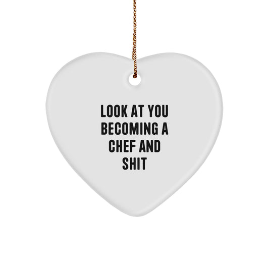 Christmas Gift for Her Chef Heart Ornament Present - Image 1
